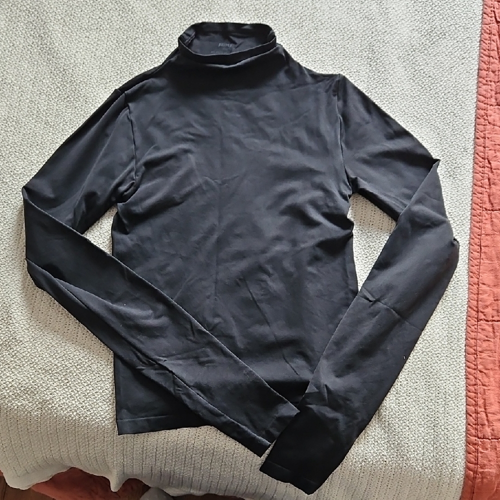 SKIMS Black Mock Neck Long Sleeve Top